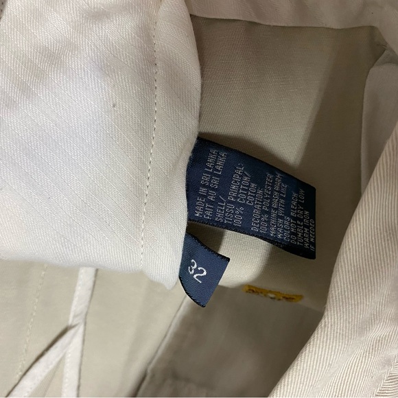 Polo Ralph Lauren VTG Embroidery Crest Logos Khaki Chino Shorts Size 32 - Picture 5 of 6